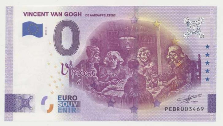 Nederland 0 Euro Vincent van Gogh de aardappeleters 2022, Postzegels en Munten, Bankbiljetten | Nederland, Los biljet, Euro's