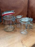4 glazen potten, weck potten., Huis en Inrichting, Keuken | Potten en Pannen, Ophalen of Verzenden, Zo goed als nieuw, Glas, Pot, Bus of Blik