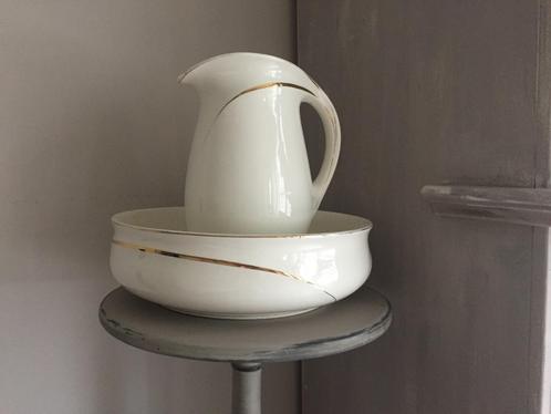 Petrus Regout lampetstel, crème goudkleurige lijn, mooie set, Antiek en Kunst, Antiek | Keramiek en Aardewerk, Ophalen of Verzenden
