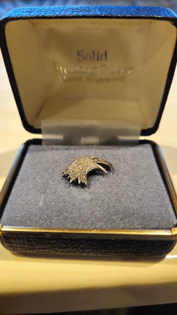 Solid Sterling Silver Eagle dasspeld., Ophalen, Heer, Nieuw, Zilver