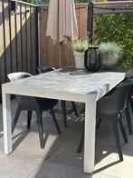 Tuintafel met 4 stoelen!!! Tafel nog geen jaar oud!!, Ophalen, Zo goed als nieuw, Rechthoekig, Kunststof
