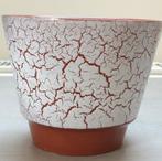 Retro bloempot bruin wit, Ophalen of Verzenden, Huis en Inrichting