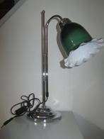 Vintage chroom/emaille tafellamp, Huis en Inrichting, Lampen | Tafellampen, Ophalen of Verzenden, Gebruikt, Metaal, Minder dan 50 cm
