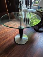 Prachtige Ronde glazen design tafel in hoogte verstelbaar, Rond, Ophalen of Verzenden, 75 cm of meer, 60 cm of meer