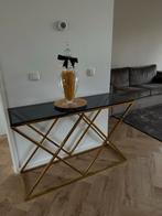 Sidetable Goud Chroom Spiegel Rookglas, Huis en Inrichting, Tafels | Bijzettafels, Ophalen of Verzenden, Zo goed als nieuw