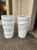2x Witte Polyester Plantenbakken - 90cm Hoog, Ophalen, Kunststof, Rond, Nieuw