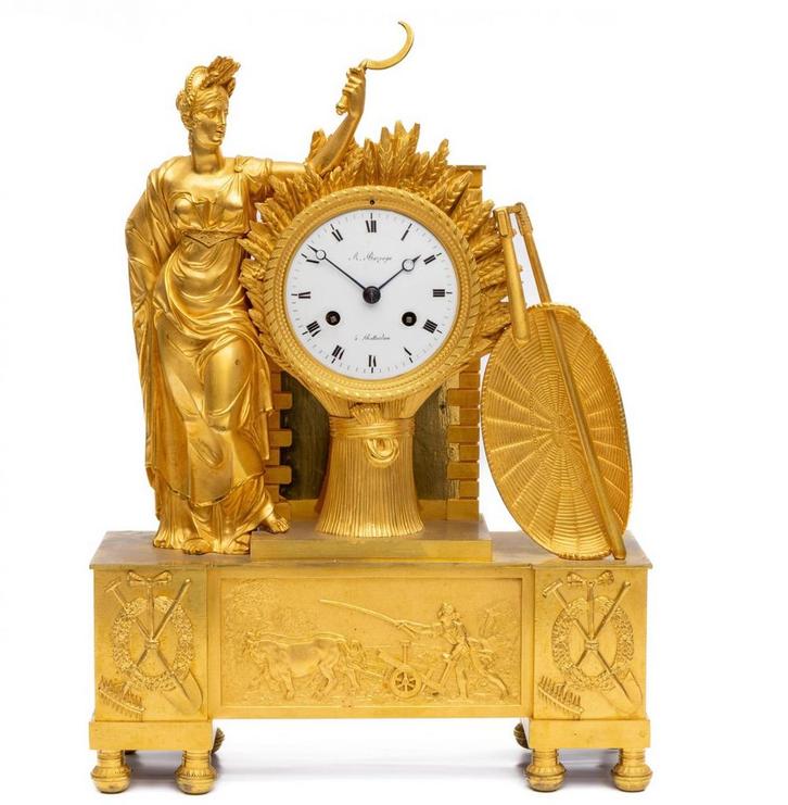 Empire,pendule,vuurverguld,Ceres,klok, Antiek en Kunst, Antiek | Klokken, Ophalen