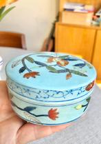 Vintage handbeschilderd doosje met deksel bloem, Ophalen of Verzenden
