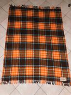 Vintage deken met franje van Aabe (Dralon), geblokt oranje,, Ophalen of Verzenden, Huis en Inrichting