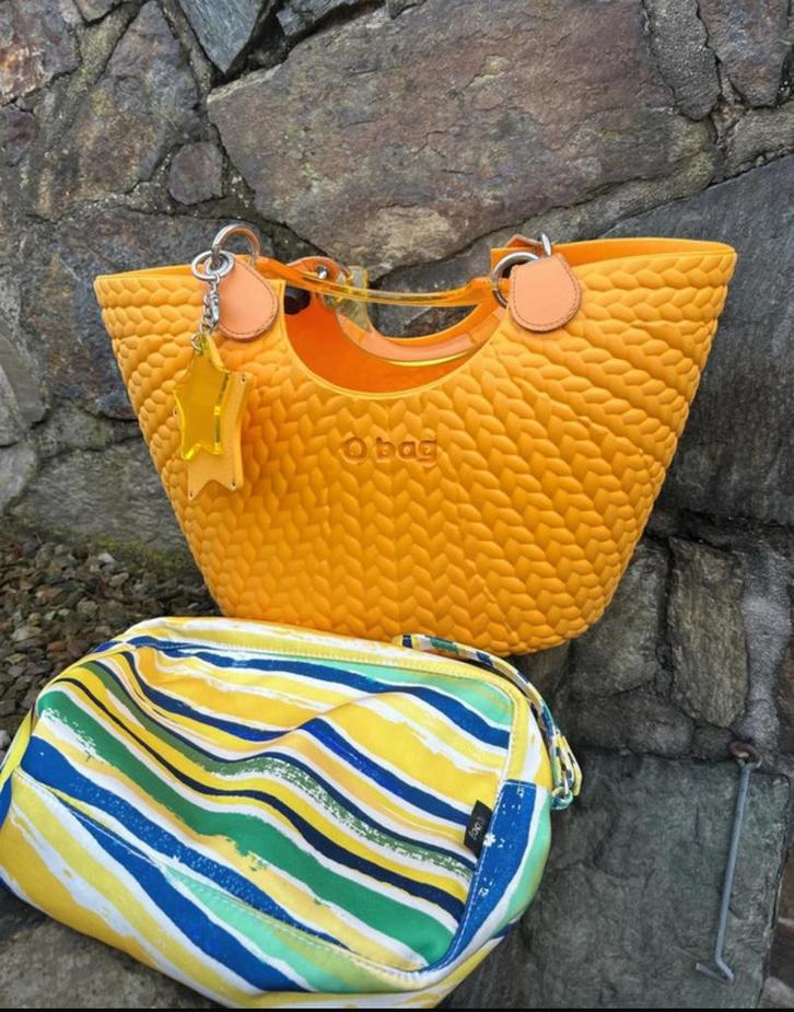 Obag o bag sand model met binnentas, Sieraden, Tassen en Uiterlijk, Tassen | Damestassen, Gebruikt, Handtas, Geel, Ophalen of Verzenden