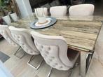 Velvet "Eric Kuster/Richmond stijl" stoelen 6 sruks beige, Huis en Inrichting, Stoelen, Ophalen, Gebruikt, Overige kleuren, Stof