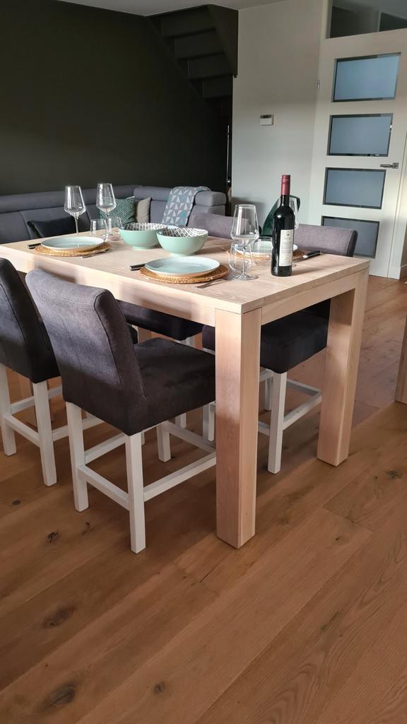 Eikenhouten eettafel / bartafel 140x80cm, Tuin en Terras, Parasols, Minder dan 1 meter, Ophalen