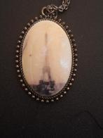 Camee Parijs Eiffeltoren oude fotoprint op steen, Ophalen of Verzenden, Zo goed als nieuw, Zilver, Overige materialen