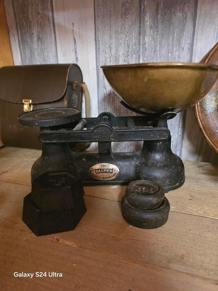 Antieke Weegschaal van Salter inclusief gewichten, Antiek en Kunst, Antiek | Keukenbenodigdheden, Ophalen