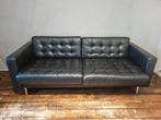 Zwarte lederen bank, Ophalen, Gebruikt, 75 tot 100 cm, 200 tot 250 cm