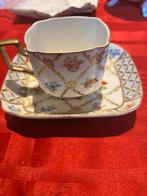 Dresden Porselein Kop en Schotel met Bloemen, Antiek en Kunst, Antiek | Porselein, Ophalen of Verzenden