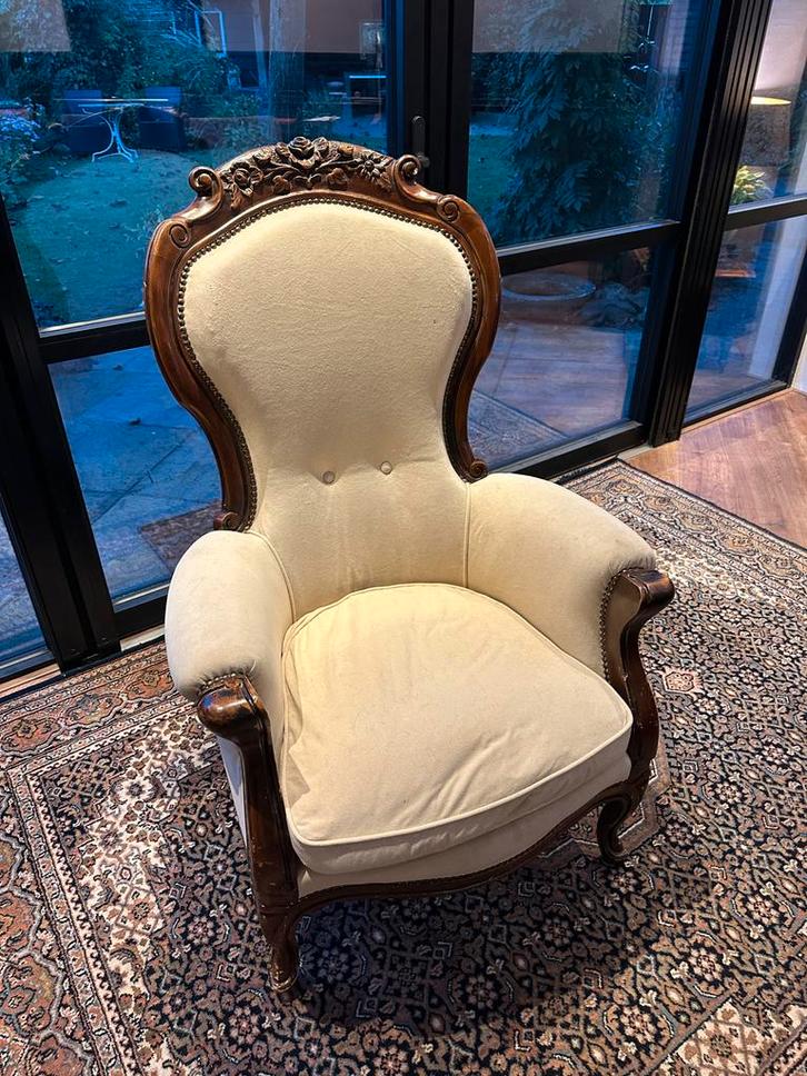 Antieke Vintage Stoel met Houten Frame, Antiek en Kunst, Antiek | Meubels | Stoelen en Banken, Ophalen