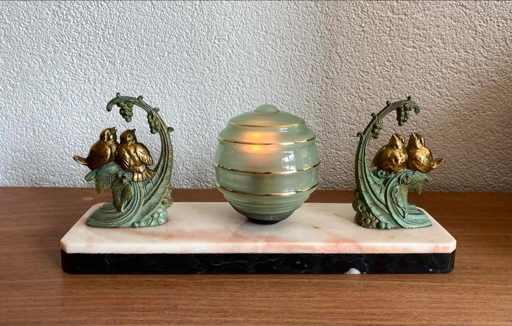 Vintage Art Deco Tafellamp 60’s, Huis en Inrichting, Lampen | Hanglampen, Gebruikt, Minder dan 50 cm, Glas, Overige materialen