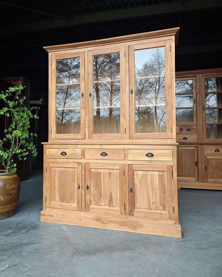 Prachtige teakhouten winkelkast | Teak vitrinekast #2471, Huis en Inrichting, Kasten | Buffetkasten, Gebruikt, 200 cm of meer