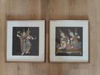Vintage retro art on silk oosters incl lijst in passepartout, Huis en Inrichting, Minder dan 50 cm, Ophalen of Verzenden, Zo goed als nieuw