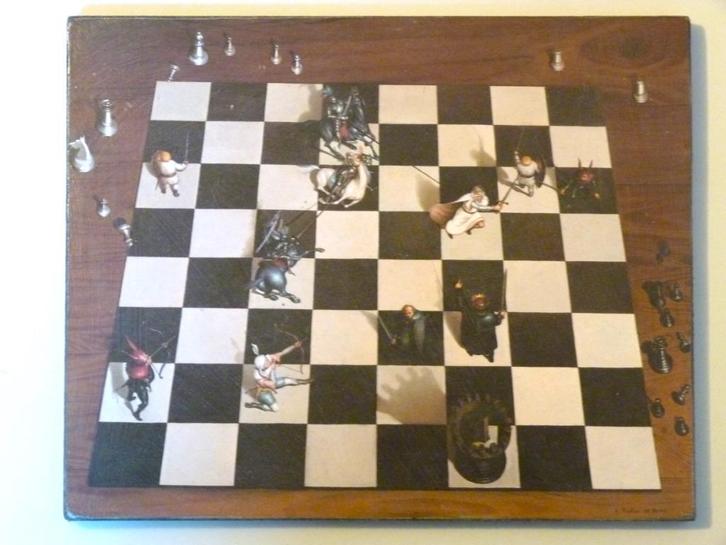 Paneel van 'Echec-et-Mat' van schilder A. Martins de Barros!, Huis en Inrichting, Woonaccessoires | Wanddecoraties, Zo goed als nieuw