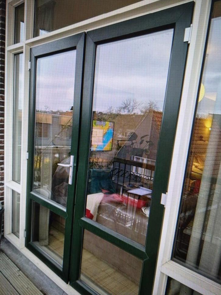 2 x kozijn met dubbele tuindeuren, Doe-het-zelf en Verbouw, Deuren en Horren, Zo goed als nieuw, Buitendeur, 215 cm of meer, 120 cm of meer