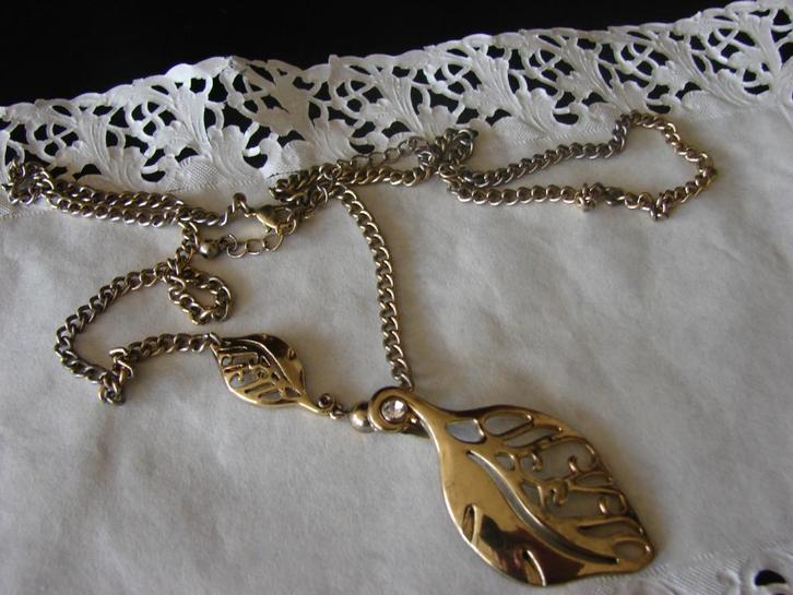 Vintage j70 lange design ketting. Goudkleurig., Sieraden, Tassen en Uiterlijk, Kettingen, Zo goed als nieuw, Overige materialen