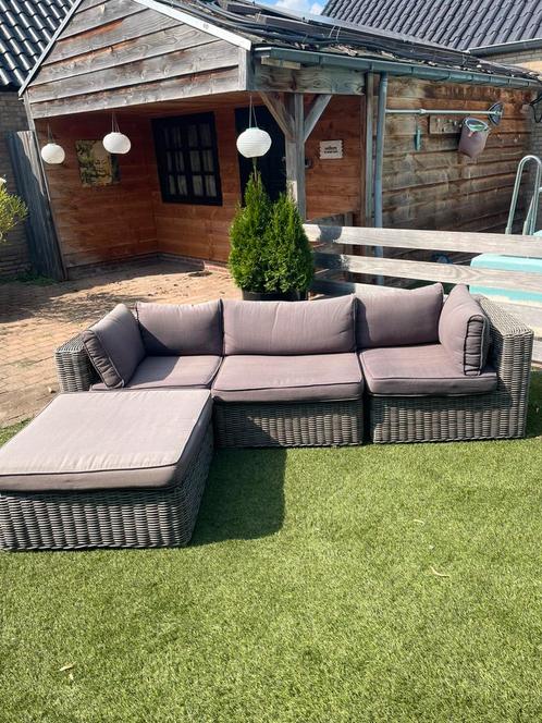 Loungeset kunststof/aluminium, Tuin en Terras, Tuinsets en Loungesets, Gebruikt, Loungeset, Kunststof, 3 zitplaatsen, Hocker, Ophalen