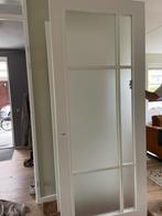 Opdekdeur wit met satijn glas (Svedex), Doe-het-zelf en Verbouw, Deuren en Horren, Ophalen, 80 tot 100 cm, 215 cm of meer, Binnendeur