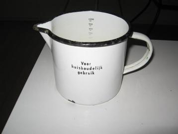 oud vintage emaille litermaat wit zwart €10.00  beschikbaar voor biedingen