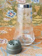 Mooie antieke strooier uit Engeland van glas en tin 15,3 cm., Antiek en Kunst, Ophalen of Verzenden