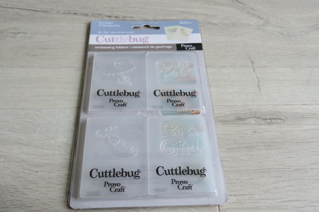 Cuttlebug Embossing Folders - It's a Girl, Hobby en Vrije tijd, Kaarten | Zelf maken, Ophalen, Zo goed als nieuw, Kind, Pons of Mal