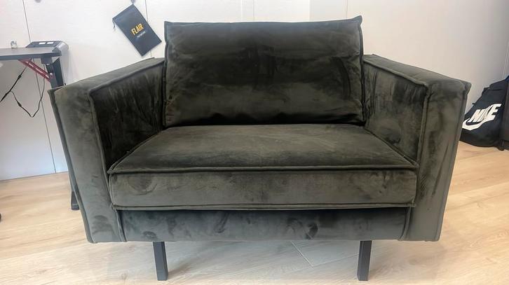 Fauteuil Velvet loveseat twee zitter donkergroen, Huis en Inrichting, Fauteuils, Gebruikt, Stof, 75 tot 100 cm, Ophalen