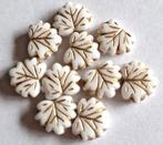 10 Maple leaf tsjechische glas kralen 13x11 mm wit goud, Verzenden, Nieuw, Kraal