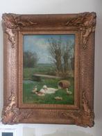 Schilderij: Eendenfamilie in Landschap - Constant Artz, Antiek en Kunst, Ophalen of Verzenden