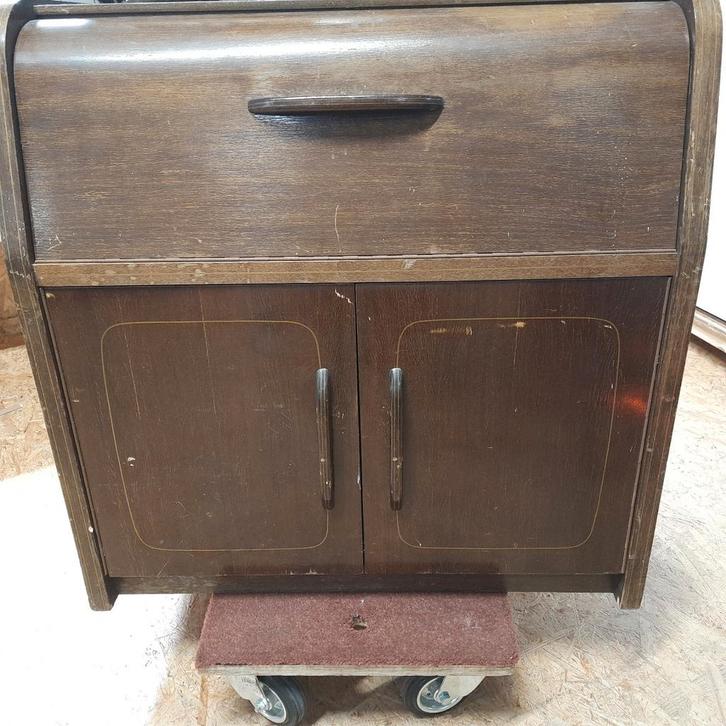 Lp platenspeler meubel met spelende Triotrack platenspeler, Audio, Tv en Foto, Platenspelers, Gebruikt, Overige merken, Ophalen