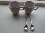 2 x Douwe Egberts Senseo kopjes & 2 x D.E theelepeltjes, Ophalen of Verzenden, Overige stijlen, Kop(pen) en/of Schotel(s), Glas