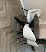 Zwarte eettafel + 4 Eichholtz stoelen, Huis en Inrichting, Ophalen of Verzenden, Gebruikt, 4 tot 6 stoelen