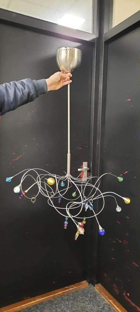 HARCO LOOR STRAWBERRY HL-12 HANGLAMP, Huis en Inrichting, Lampen | Hanglampen, Gebruikt, 50 tot 75 cm, Glas, Metaal, Ophalen