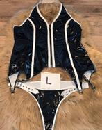 Lak torselet met string, Verzenden, Zwart, String