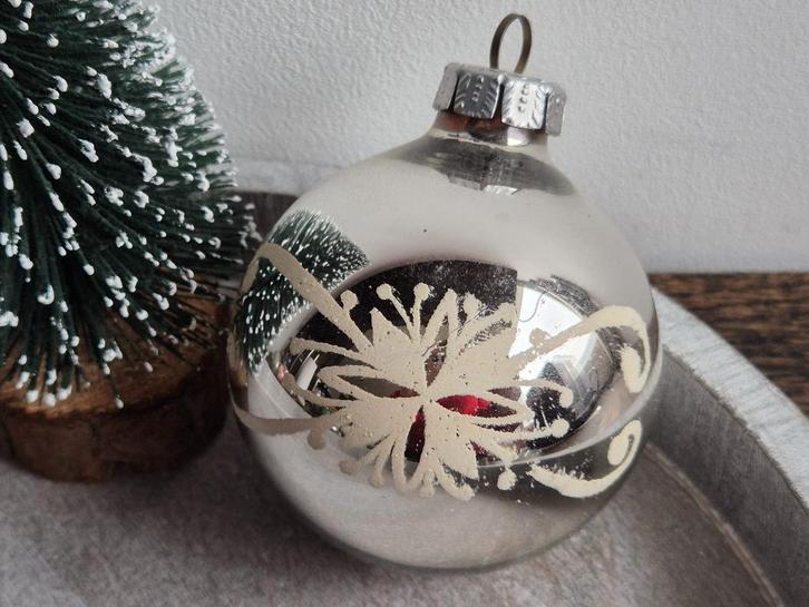 Vintage kerstbal bloem 516, Diversen, Kerst, Gebruikt, Ophalen of Verzenden