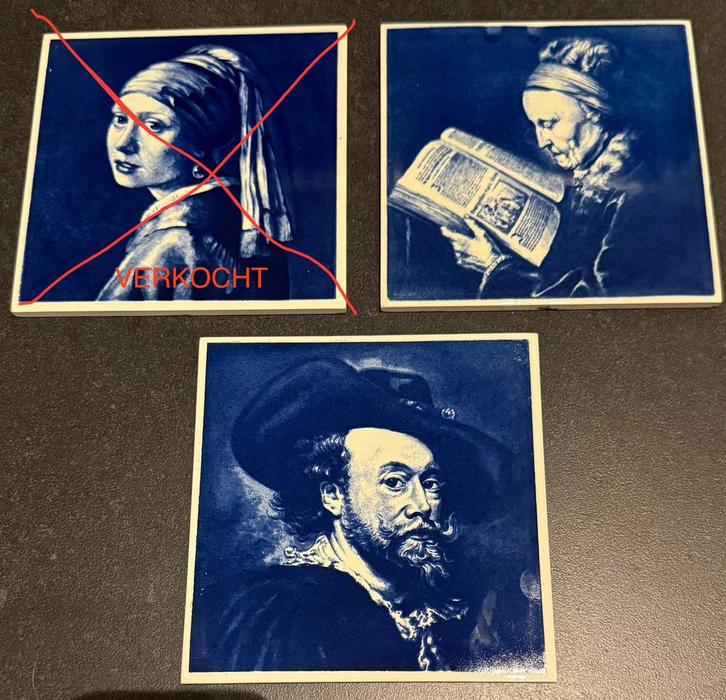 2 Delfstblauwe tegels, made in Mettlach Saar Duitsland, Antiek en Kunst, Antiek | Wandborden en Tegels, Ophalen of Verzenden