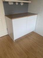 Keuken met minikoelkast en zwarte tafel, Gebruikt, Wit, Enkelwandige keuken, Ophalen of Verzenden