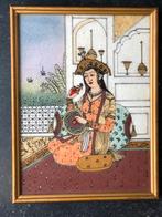 Indiase kunst schilderij halfedelstenen, Ophalen of Verzenden