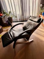 Rolf Benz 3100 Relaxstoel - Antraciet Leer, Topstaat!, Ophalen, Zo goed als nieuw, Hout, 75 tot 100 cm