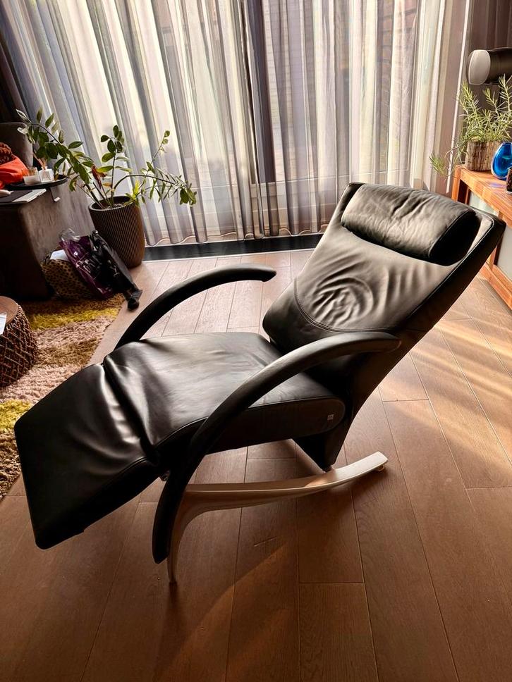 Rolf Benz 3100 Relaxstoel - Antraciet Leer, Topstaat!, Huis en Inrichting, Fauteuils, Zo goed als nieuw, Hout, 75 tot 100 cm, Ophalen