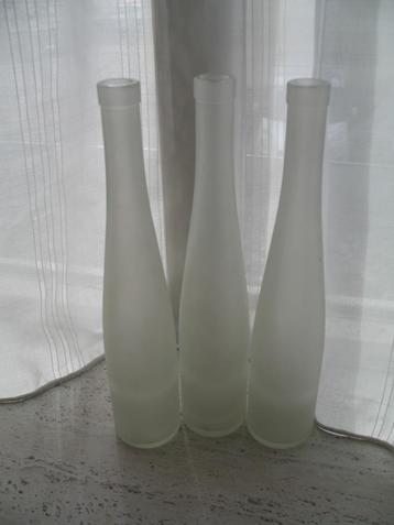 Hoge Smalle Vaas Matglas Vintage Set van 3 beschikbaar voor biedingen