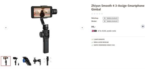 Zhiyun Tech Smooth 4, Audio, Tv en Foto, Fotografie | Statieven en Balhoofden, Zo goed als nieuw, Overige typen, Minder dan 150 cm