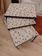 retro  3x  bijzet tafeltjes, Huis en Inrichting, Tafels | Bijzettafels, Gebruikt, Minder dan 55 cm, Hout, Ophalen