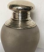 Antieke19e-eeuwse matglazen theebus met zilveren dop/montuur, Ophalen, Zilver